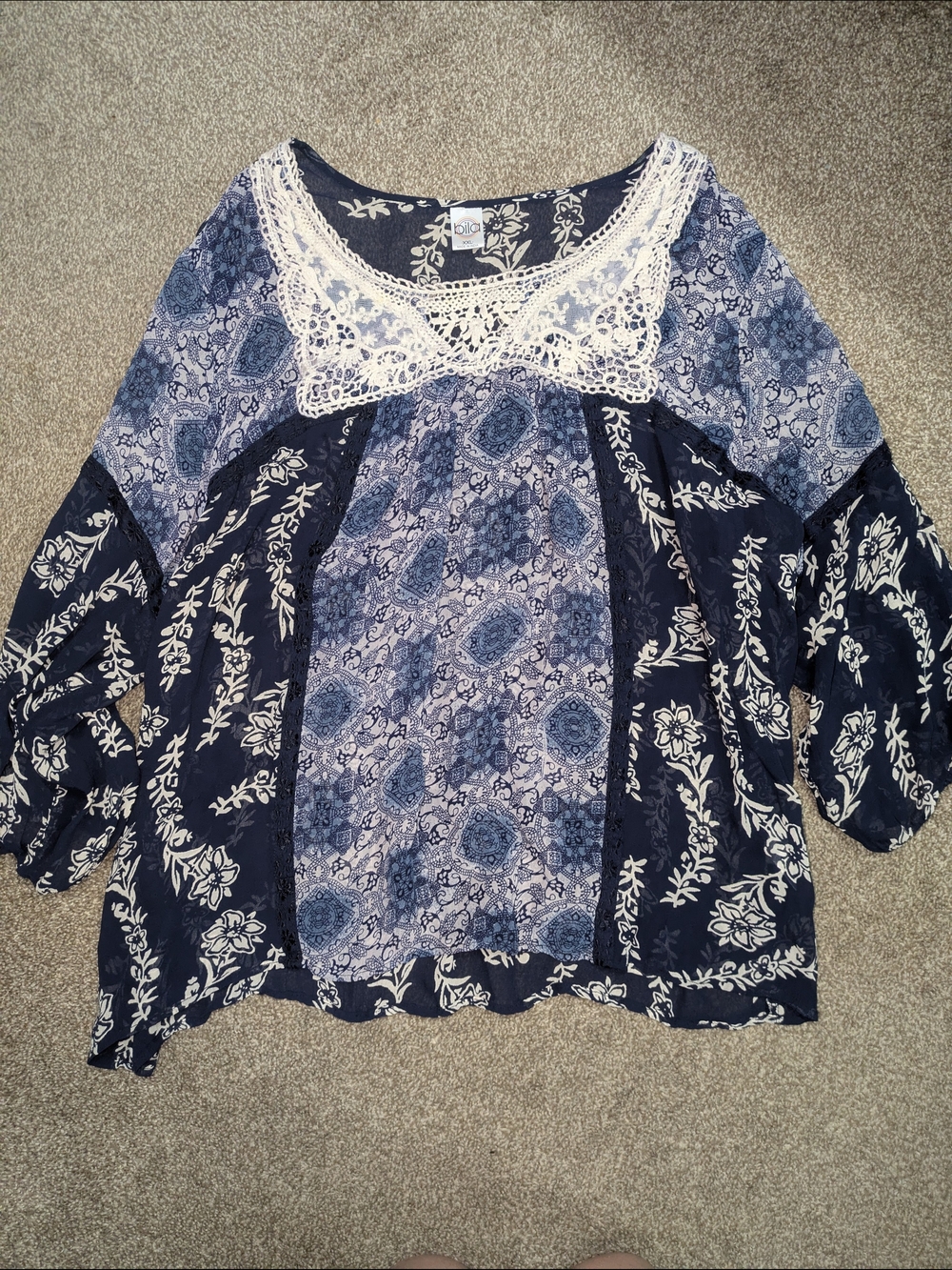 Bila Navy Blue and White Boho